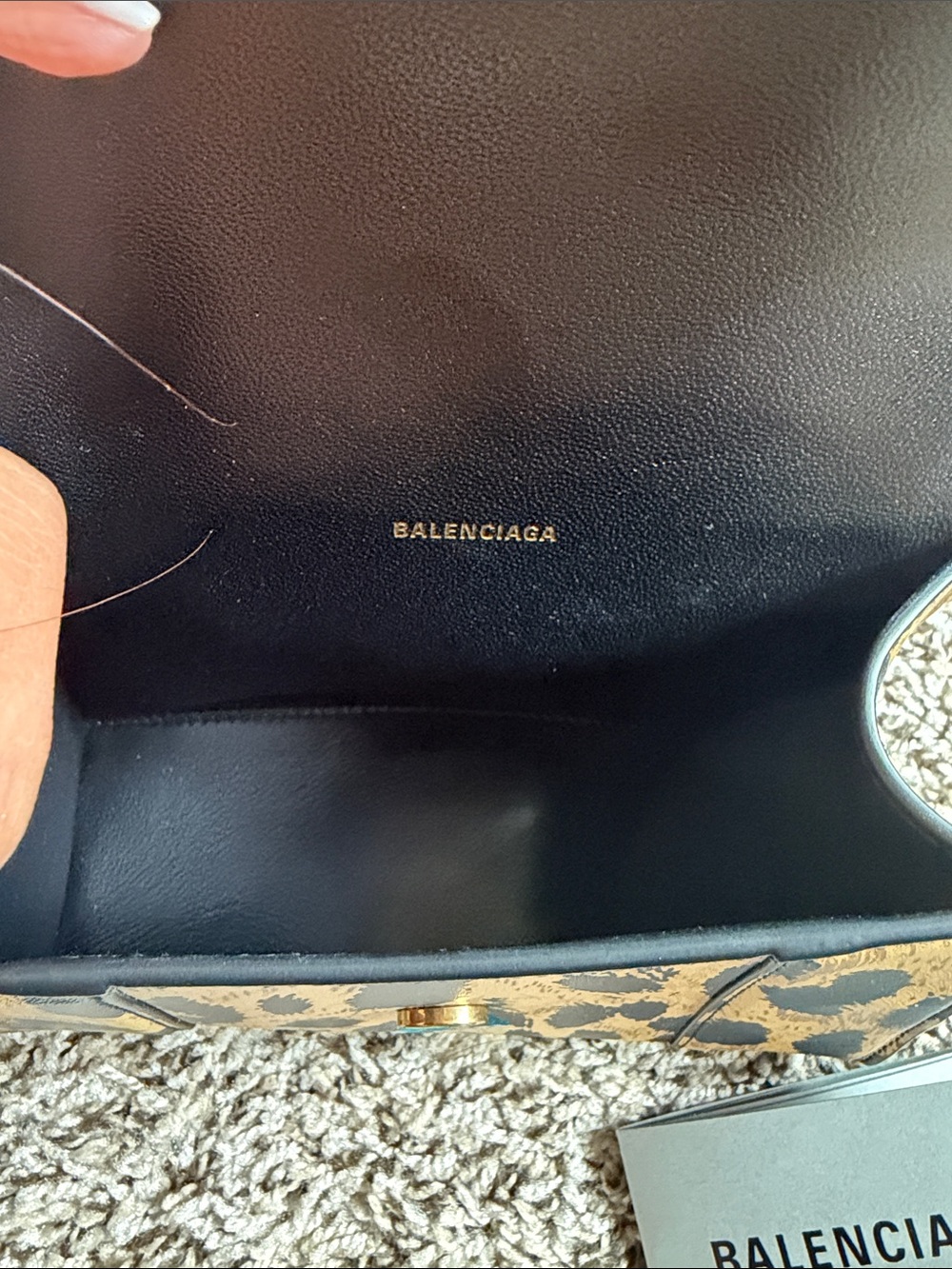 Balenciaga Leopard-Print Hourglass Mini Bag in Tan and Black - Picture 7 of 7
